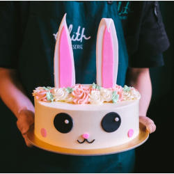 Bunny Rabbit with Rosette Wreath