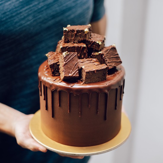 Chocolate Truffle Cake with Brownie Stack