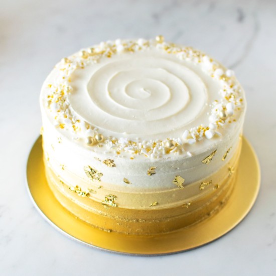 Gold Ombre Cake with Gold Leaves