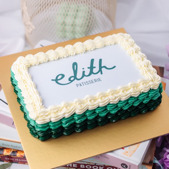 Icing Print Shell Piping Rectangle Cake