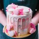 Marbled Cake with Candy Shards and Macaron Decor