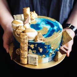 Marbled Gold Chocolate Candy Cake