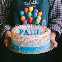 Ombre Striped with Confetti and Balloons