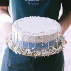 Ombre Striped with White Chocolate Drizzle and Baby's Breath