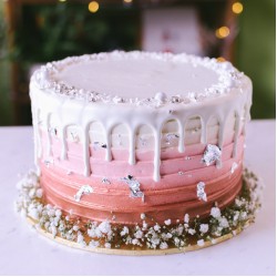 Ombre Striped with White Chocolate Drizzle and Baby's Breath