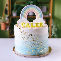 Ombre with Cascading Gold Leaves & Rainbow Topper