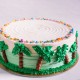 Pastel Green Ombre Cake with Piped Palm Trees