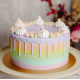 Pastel Rainbow with Chocolate Drizzle and Meringue Decor