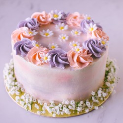 Pastel Purple and Pink Marble with Baby's Breath and Fondant Daisies