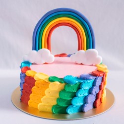 Rainbow Scallop with Rainbow Fondant Topper