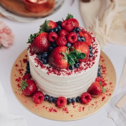 Rustic Striped Cake with Mixed Berries