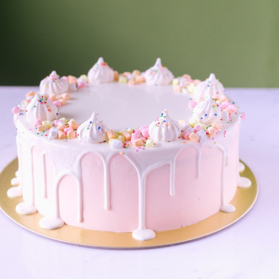 Solid Colour with White Chocolate Drizzle and Meringue Decor