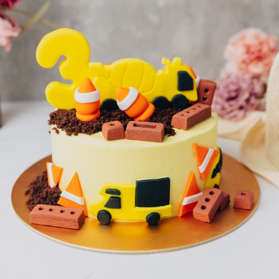 Pastel Yellow Construction Cake