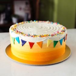 Ombre Striped with Rainbow Bunting