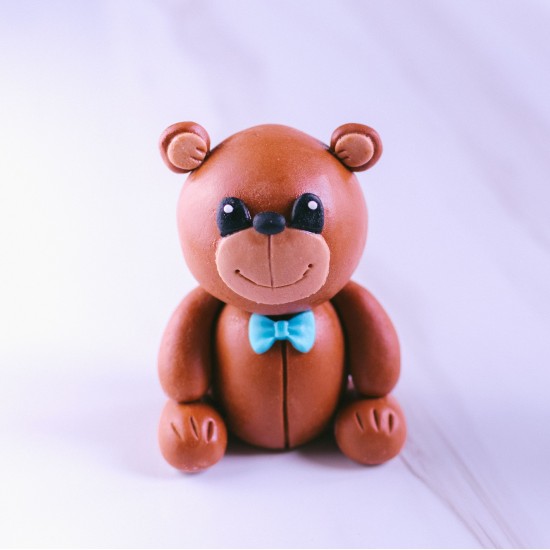 Fondant Smiling Bear with Bowtie Topper