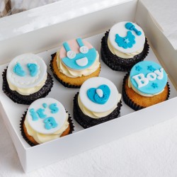 Baby Boy Full Month Cupcakes - Box of Six