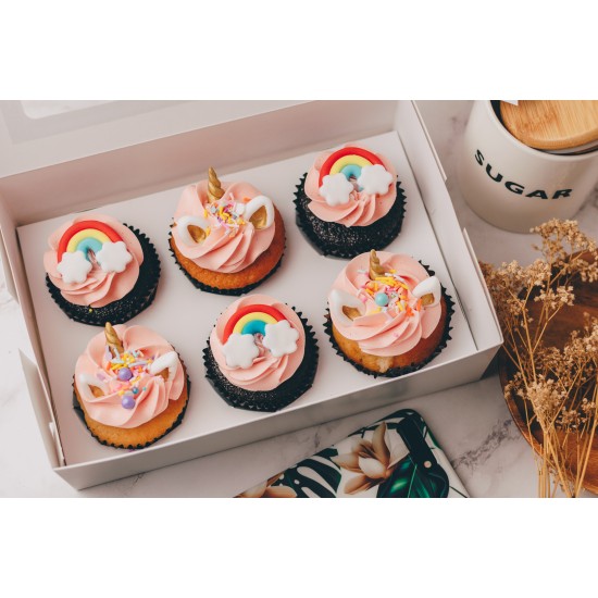 Rainbow and Unicorn Cupcakes - Box of Six