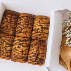 Vegan Mini Banana Loaves with Chocolate Drizzle - Box of Six (Egg-Free, Dairy-Free, Gluten-Free)