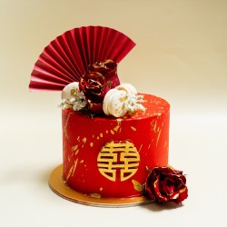 Auspicious Double Happiness Wedding Cake