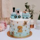 Pastel Blue Ombre Cake with Stars and Train Carriage