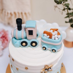 Pastel Blue Ombre Cake with Stars and Train Carriage