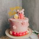 Sprinkle Pink Marble Cake with Pig Topper