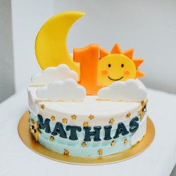Sun & Moon Pastel Blue Ombre Cake