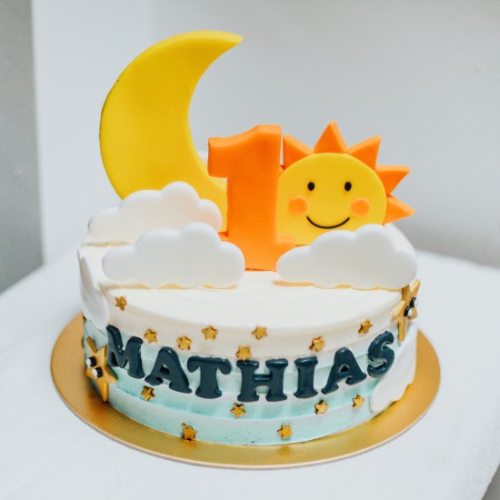 Sun & Moon Pastel Blue Ombre Cake