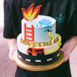 Firetruck Cake - Two Tier