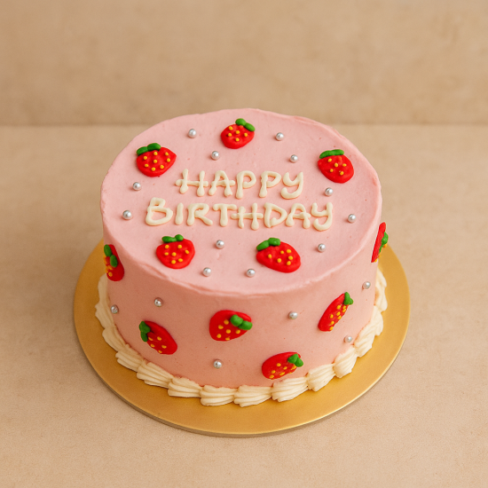 4" Mini Pink Strawberry Icing Cake