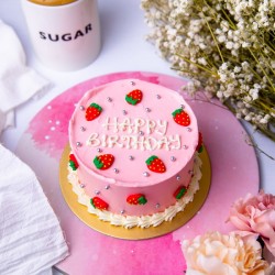 Pink Strawberry Icing Cake