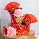 Auspicious Double Happiness Wedding Cake - Two Tier