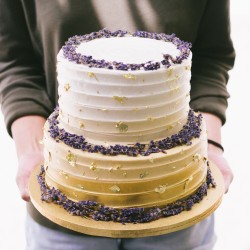 Gold Ombre with Lavender Cake - Two Tier