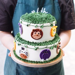 Jungle Animal Themed Cake - Two Tier