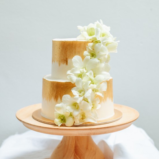 Two Tier Orchid Cake