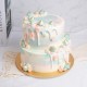 Two Tier Pink and Blue Marbled Gem Cake