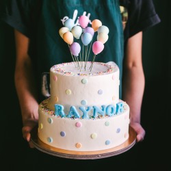 Two Tier Rainbow Polka Dot Cake