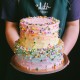 Two Tier Rustic Pastel Rainbow with Confetti Sprinkles