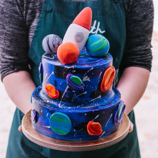 Two Tier Space Galaxy Cake