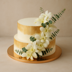 Two Tier Orchid Cake