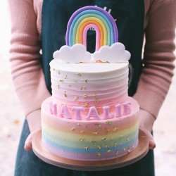 Two Tier Rainbow and Ombre with Cascading Gold Cake