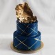Two Tier Solid Colour with Gold Line Accents and Gold Chocolate Sails